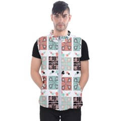 Mint Black Coral Heart Paisley Men s Puffer Vest by Bedest