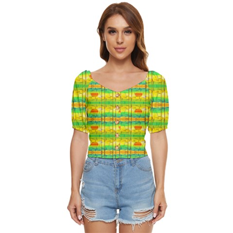 Birds-beach-sun-abstract-pattern Button Up Blouse by Bedest
