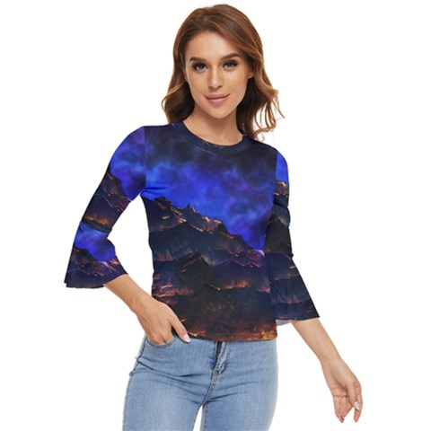 Landscape-sci-fi-alien-world Bell Sleeve Top by Bedest