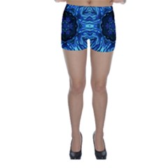 Background-blue-flower Skinny Shorts by Bedest