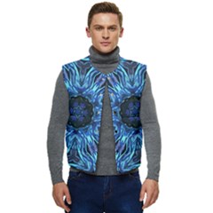 Background-blue-flower Men s Button Up Puffer Vest	 by Bedest