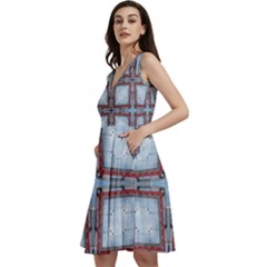 Pattern-cross-geometric-shape Sleeveless V-neck Skater Dress With Pockets by Bedest