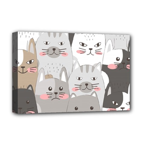 Cute Cats Seamless Pattern Deluxe Canvas 18  X 12  (stretched) by pakminggu