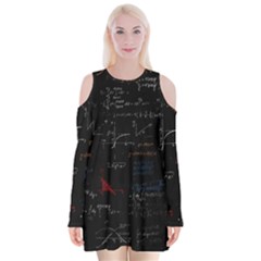 Math Mathematics Pattern Velvet Long Sleeve Shoulder Cutout Dress by pakminggu