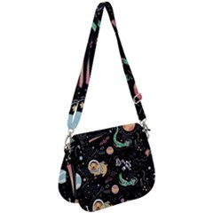 Cat And Dog Space Pattern Saddle Handbag by pakminggu