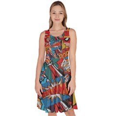 Comic Cartoon Pattern Knee Length Skater Dress With Pockets by pakminggu