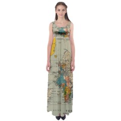 Vintage World Map Empire Waist Maxi Dress by Cowasu