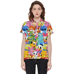 Illustration Cartoon Character Animal Cute Short Sleeve Pocket Shirt by Cowasu