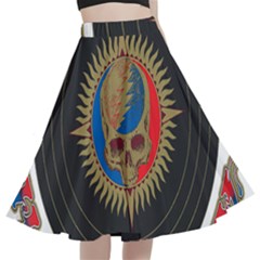 The Grateful Dead A-line Full Circle Midi Skirt With Pocket by Cowasu