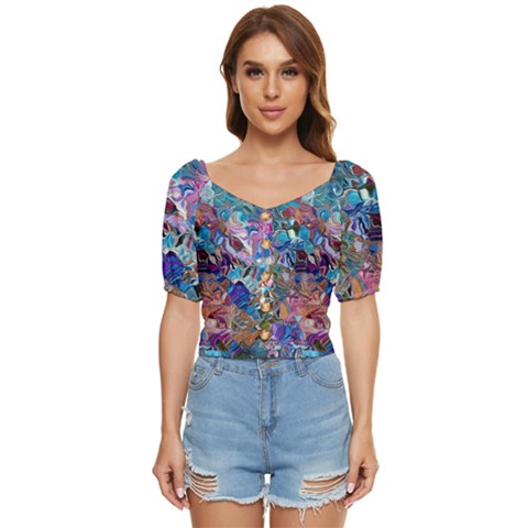 Smudged Button Up Blouse by kaleidomarblingart