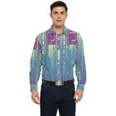 Non-seamless-pattern-background Men s Long Sleeve Pocket Shirt  by Cowasu