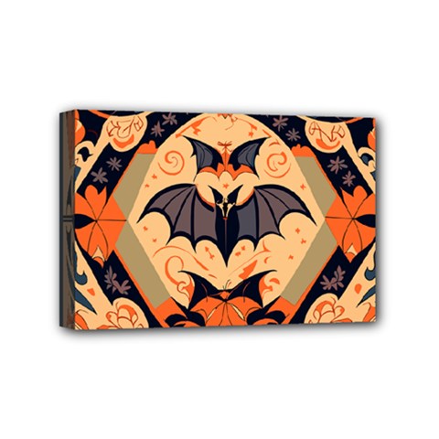 Bat Pattern Mini Canvas 6  X 4  (stretched) by Valentinaart