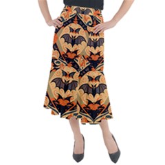 Bat Pattern Midi Mermaid Skirt by Valentinaart
