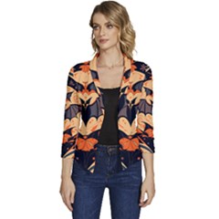 Bat Pattern Women s Casual 3/4 Sleeve Spring Jacket by Valentinaart