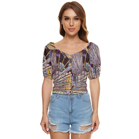 Abstract-drawing-design-modern Button Up Blouse by Cowasu