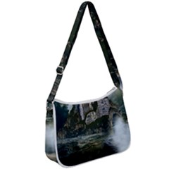 Sea-island-castle-landscape Zip Up Shoulder Bag by Cowasu