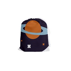 Planet-orbit-universe-star-galaxy Drawstring Pouch (small) by Cowasu