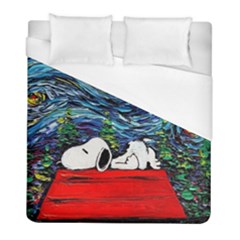 Dog Cartoon Vincent Van Gogh s Starry Night Parody Duvet Cover (full/ Double Size) by Sarkoni