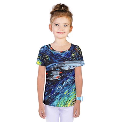 Spaceship Galaxy Parody Art Starry Night Kids  One Piece T-shirt by Sarkoni