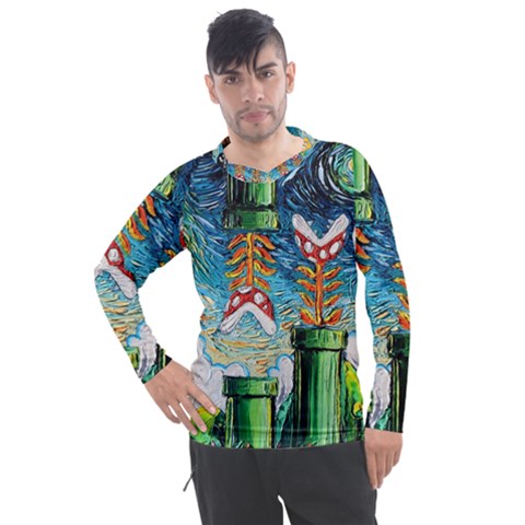 Game Starry Night Doctor Who Van Gogh Parody Men s Pique Long Sleeve T-shirt by Sarkoni