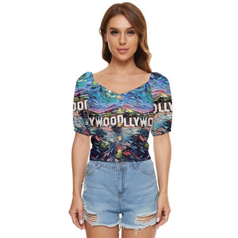 Hollywood Art Starry Night Van Gogh Button Up Blouse by Sarkoni