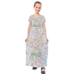 London City Map Kids  Short Sleeve Maxi Dress by Bedest