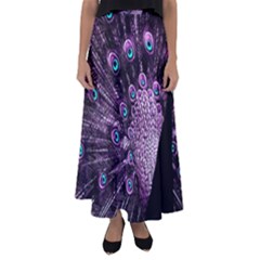 Purple Peacock Flared Maxi Skirt by Bedest