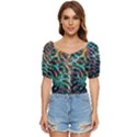 Fractal Abstract Waves Background Wallpaper Button up blouse View1