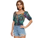 Fractal Abstract Waves Background Wallpaper Button up blouse View2