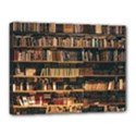 Books On Bookshelf Assorted Color Book Lot In Bookcase Library Canvas 16  x 12  (Stretched) View1