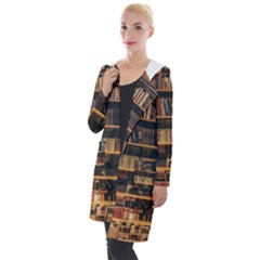 Books On Bookshelf Assorted Color Book Lot In Bookcase Library Hooded Pocket Cardigan by Ravend