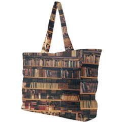 Books On Bookshelf Assorted Color Book Lot In Bookcase Library Simple Shoulder Bag by Ravend