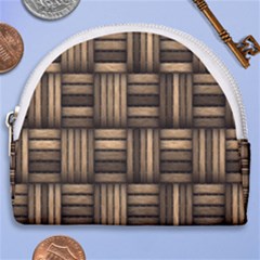 Brown Weaving Texture, Macro, Brown Wickerwork Horseshoe Style Canvas Pouch by nateshop