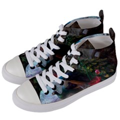 Peacock Art Painting Women s Mid-top Canvas Sneakers by Ndabl3x