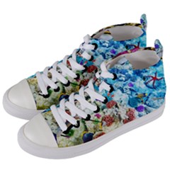 Fish The Ocean World Underwater Fishes Tropical Women s Mid-top Canvas Sneakers by Ndabl3x