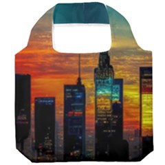 New York City Skyline Usa Foldable Grocery Recycle Bag by Ndabl3x