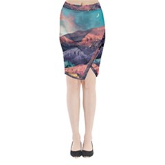 Adventure Psychedelic Mountain Midi Wrap Pencil Skirt by Ndabl3x