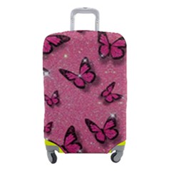 Pink Glitter Butterfly Luggage Cover (small) by Ndabl3x