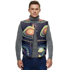 Psychedelic Trippy Abstract 3d Digital Art Men s Button Up Puffer Vest	 by Bedest
