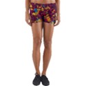Psychedelic Digital Art Colorful Flower Abstract Multi Colored Yoga Shorts View1