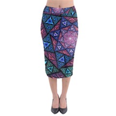 Purple Psychedelic Art Pattern Mosaic Design Fractal Art Midi Pencil Skirt by Bedest