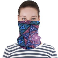 Purple Psychedelic Art Pattern Mosaic Design Fractal Art Face Seamless Bandana (adult) by Bedest
