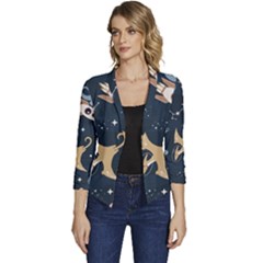 Space Theme Art Pattern Design Wallpaper Women s Casual 3/4 Sleeve Spring Jacket by Proyonanggan