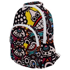 Multicolored Abstract Painting Colorful Rounded Multi Pocket Backpack by Grandong