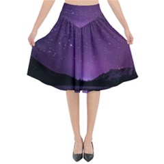 Dark Purple Aesthetic Landscape Flared Midi Skirt by Sarkoni