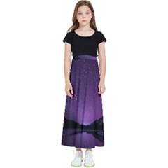 Dark Purple Aesthetic Landscape Kids  Flared Maxi Skirt by Sarkoni