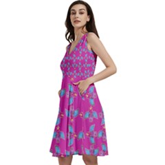 Winged Mutant Sketchy Cartoon Drawing Motif Pattern Sleeveless V-neck Skater Dress With Pockets by dflcprintsclothing