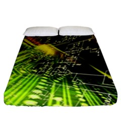 Machine Technology Circuit Electronic Computer Technics Detail Psychedelic Abstract Pattern Fitted Sheet (king Size) by Sarkoni