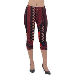 Technology Computer Circuit Lightweight Velour Capri Leggings  by Sarkoni
