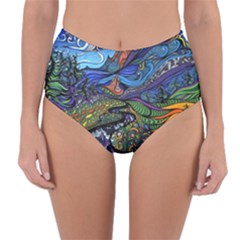 Psychedelic Landscape Reversible High-waist Bikini Bottoms by Sarkoni